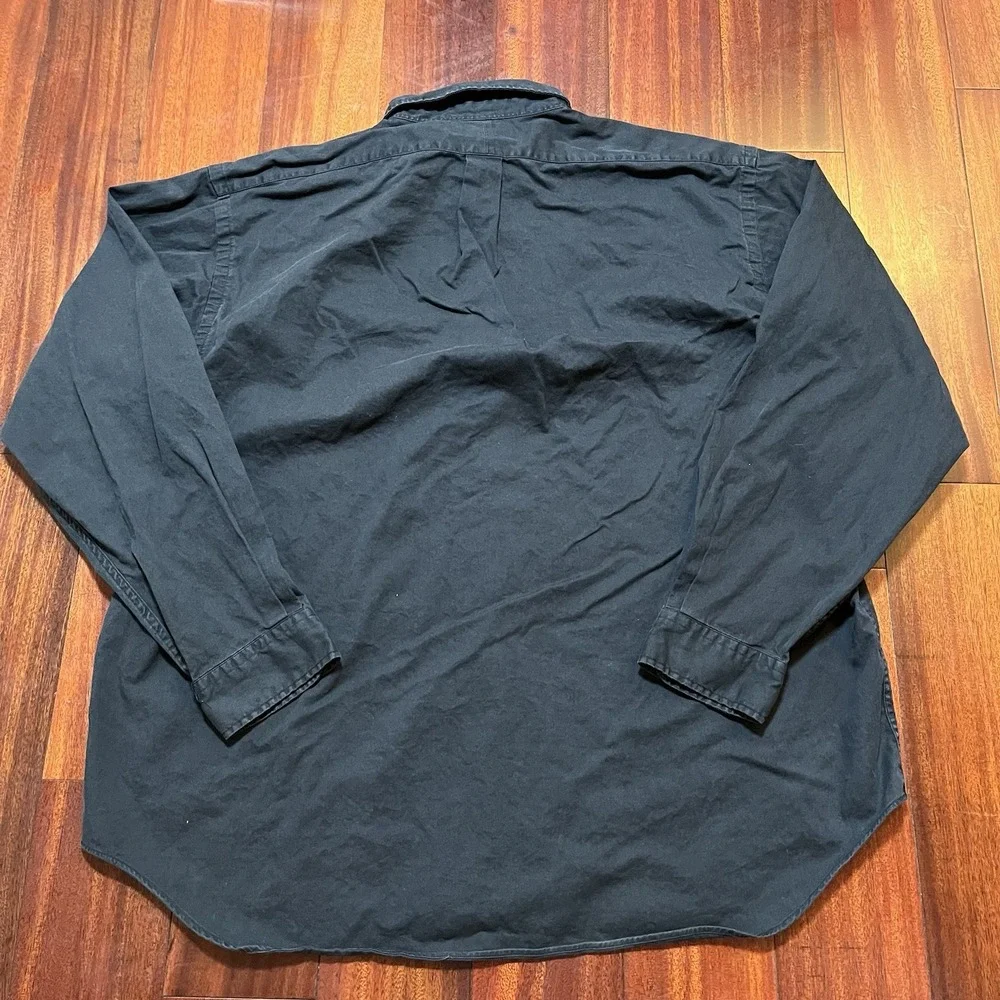Vintage Ralph Lauren Shirt Mens XXL 2XL Solid Black Red Pony Blaire Y2K 90s